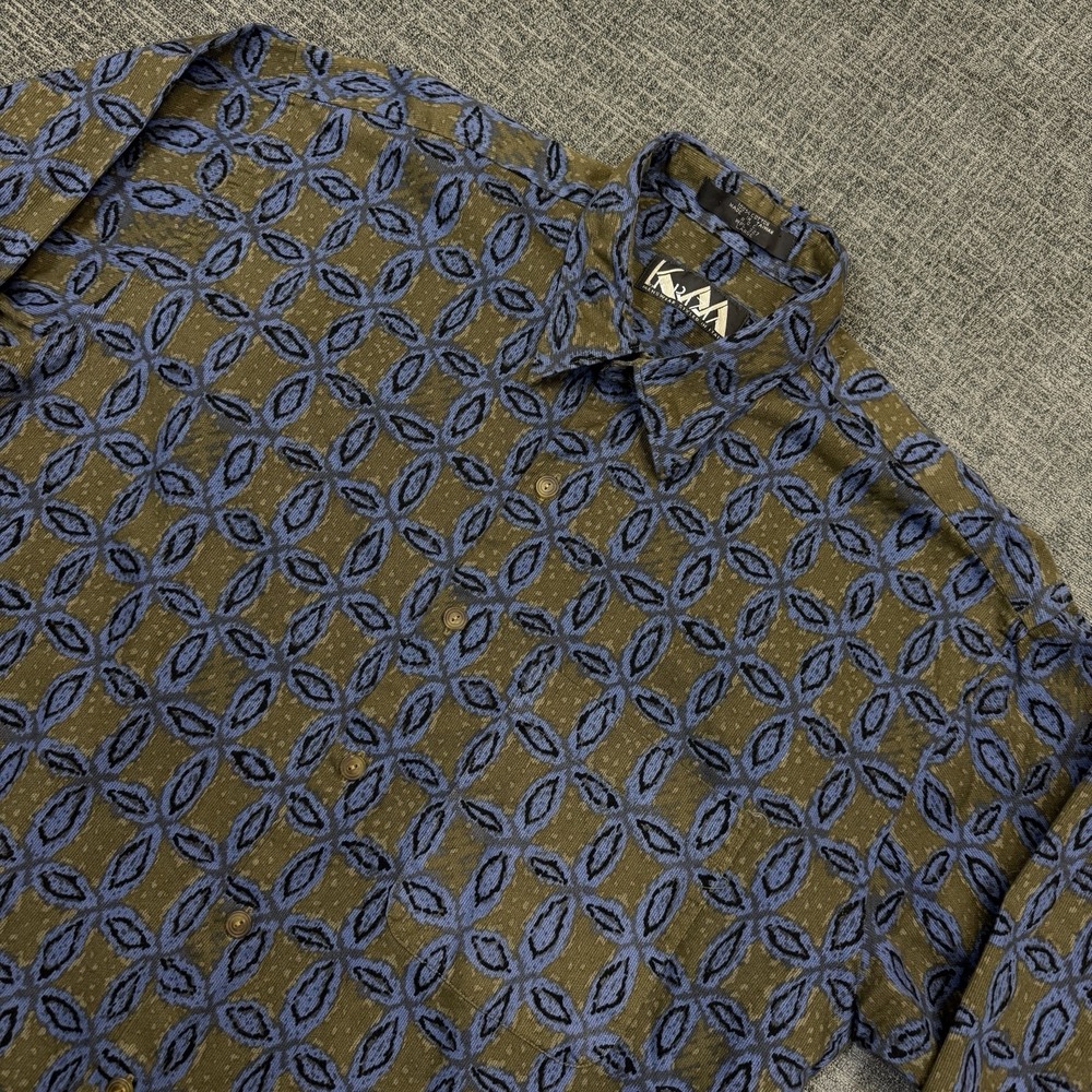 VTG KRIZIA Normore Abstract‎ Shirt Mens XL Long Sleeve Button Geometric Pocket